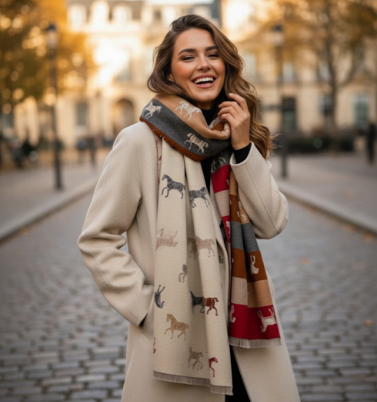 Horsy Jacquard Elegant Scarf