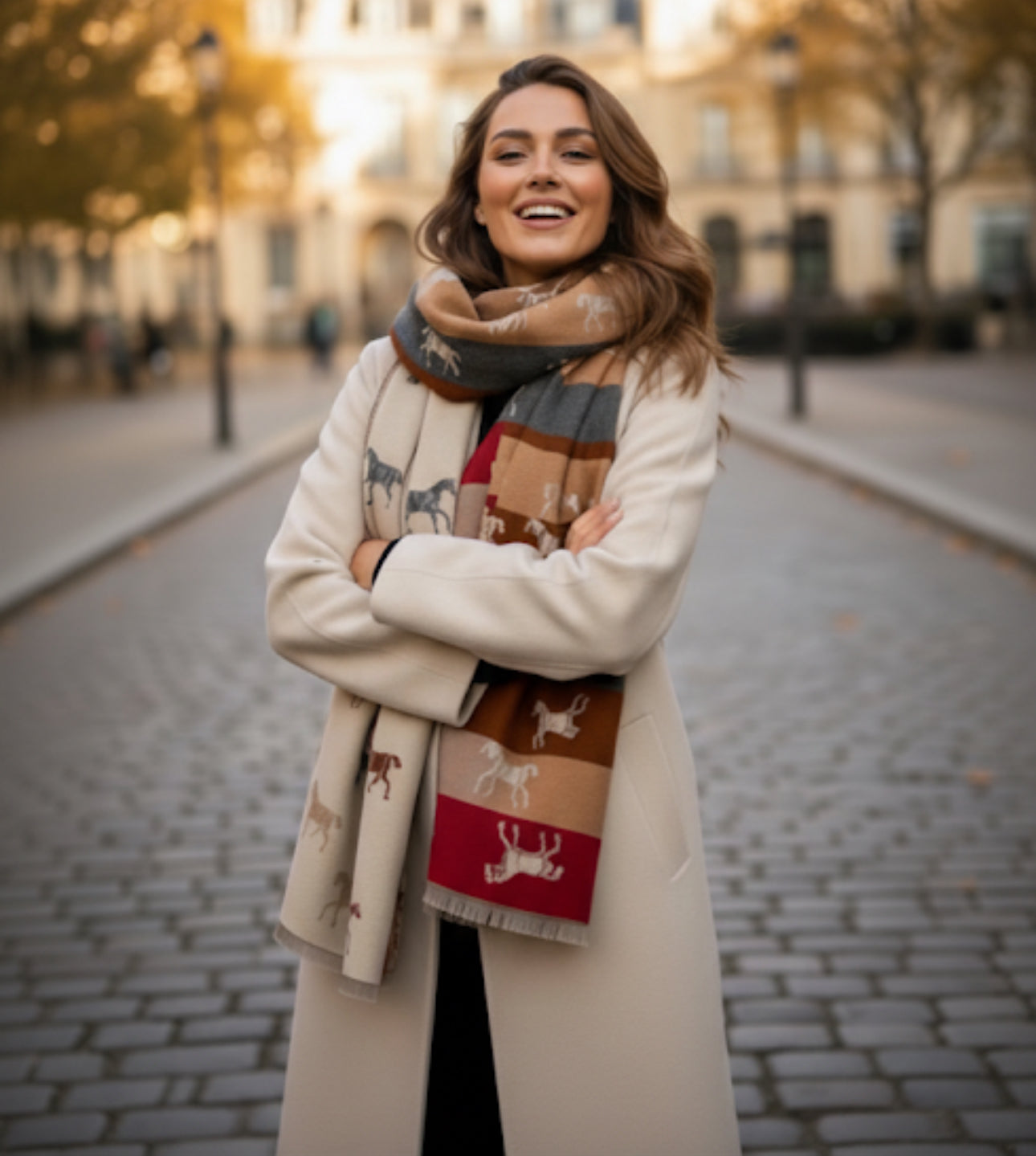 Horsy Jacquard Elegant Scarf