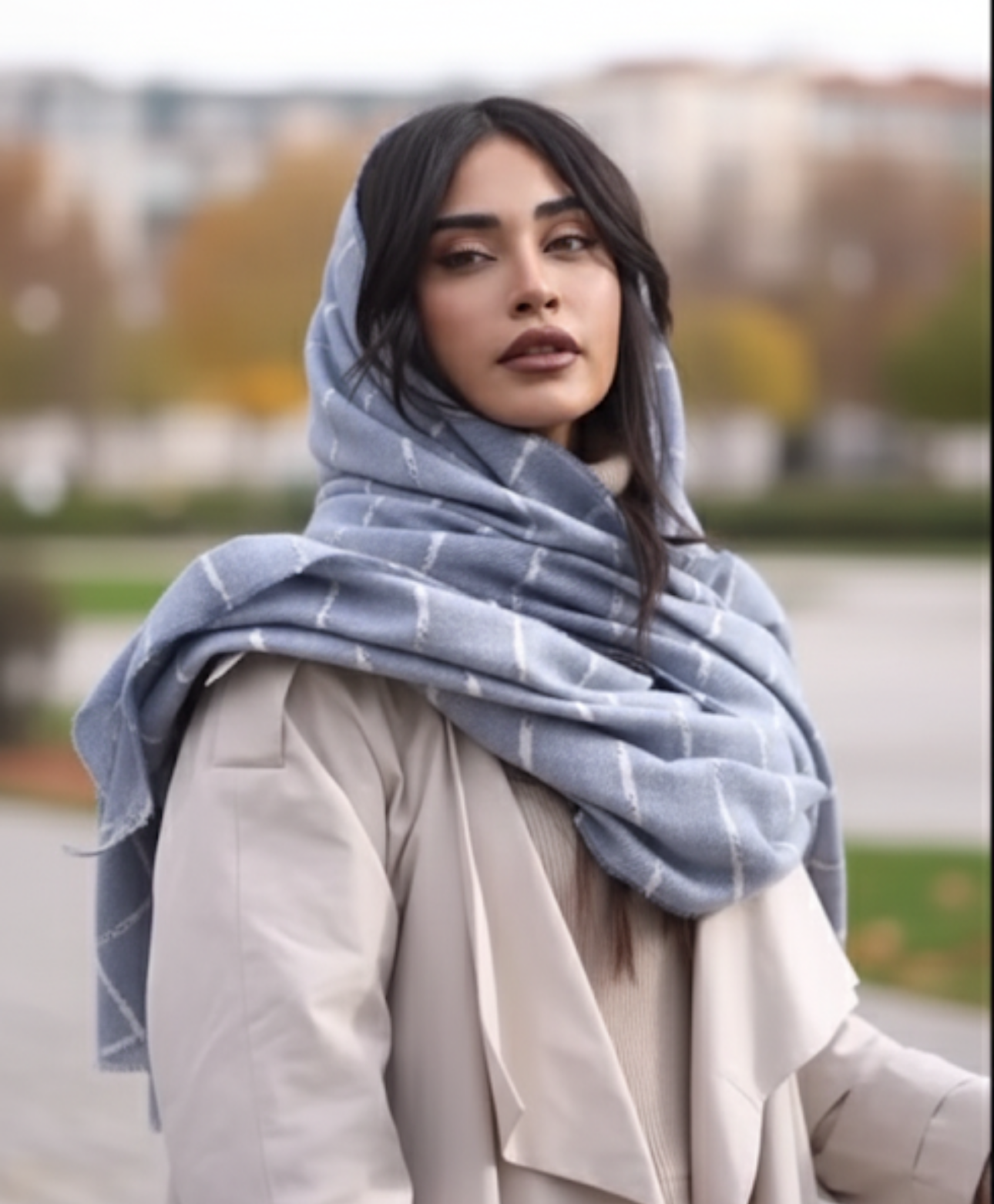 Faded Blue plaid scarf