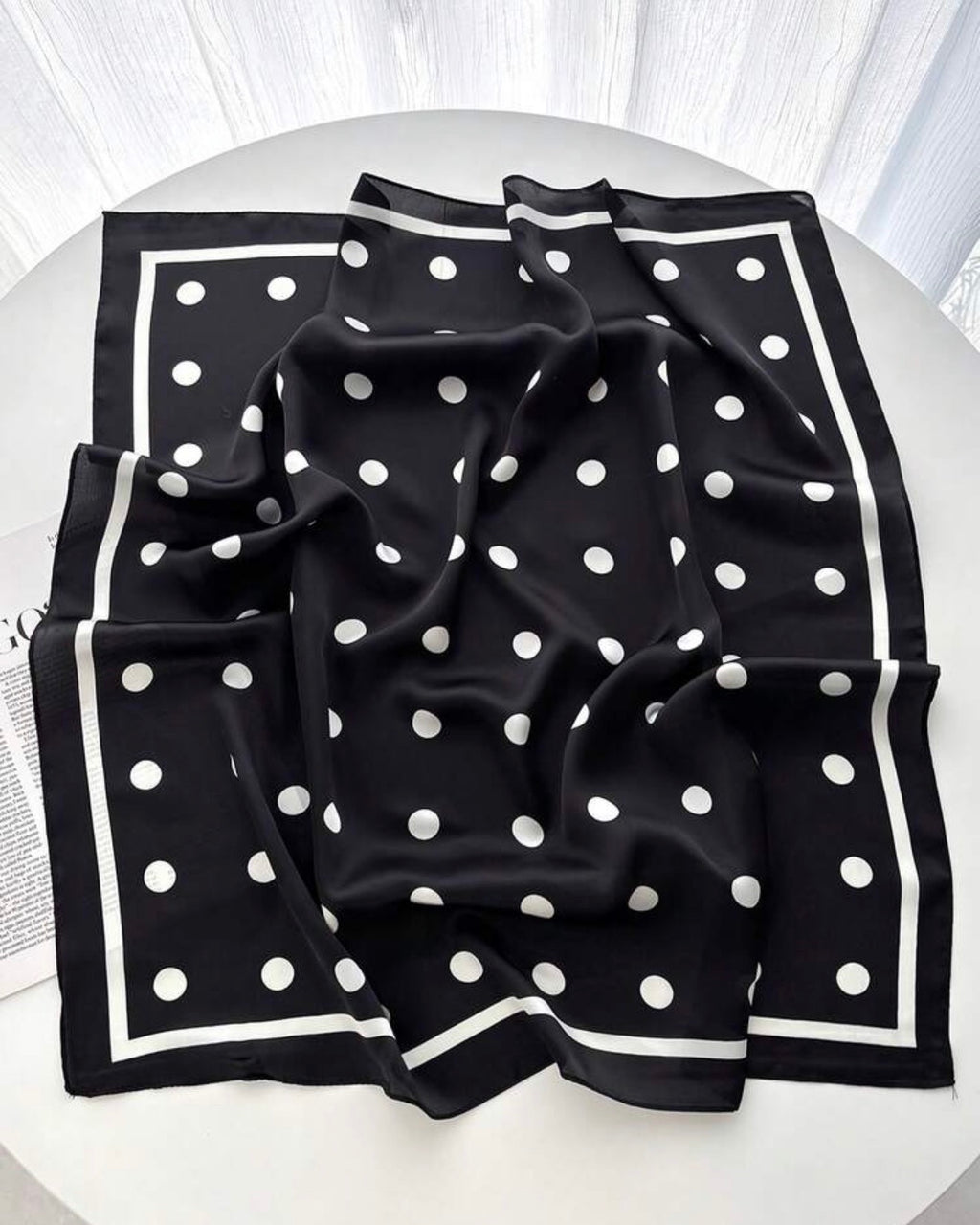 The Onyx Dot silky headscarf