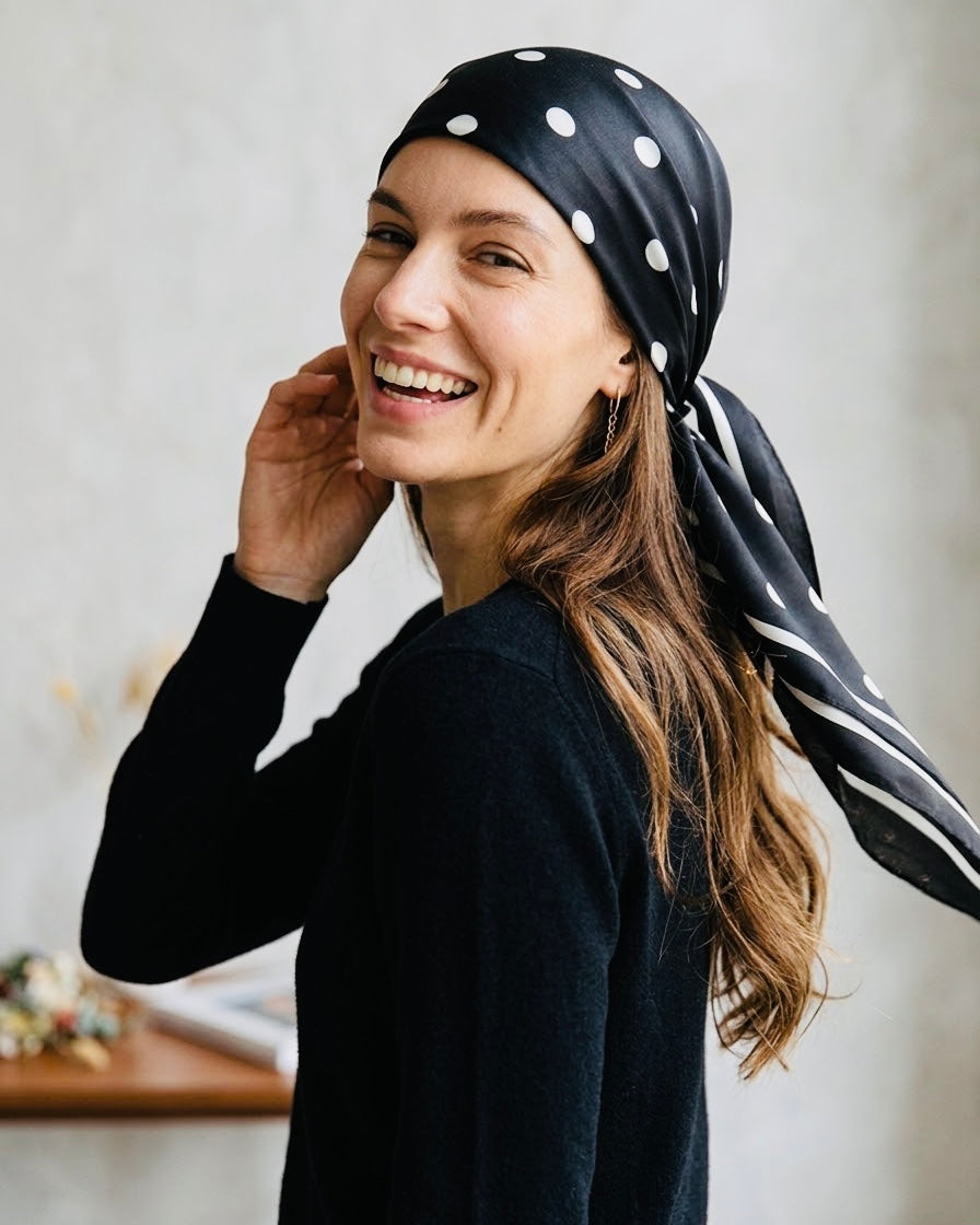 The Onyx Dot silky headscarf