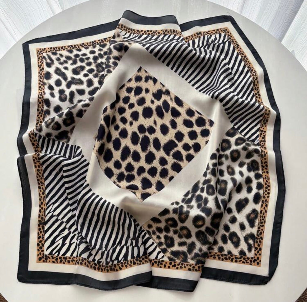 The Golden Leopard silky headscarf