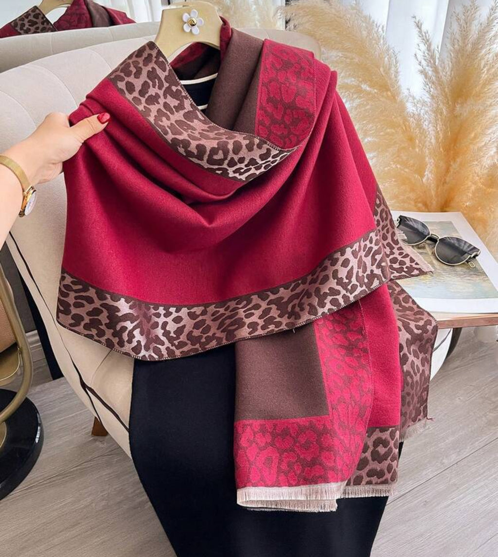 Leopard Bordeaux Scarf