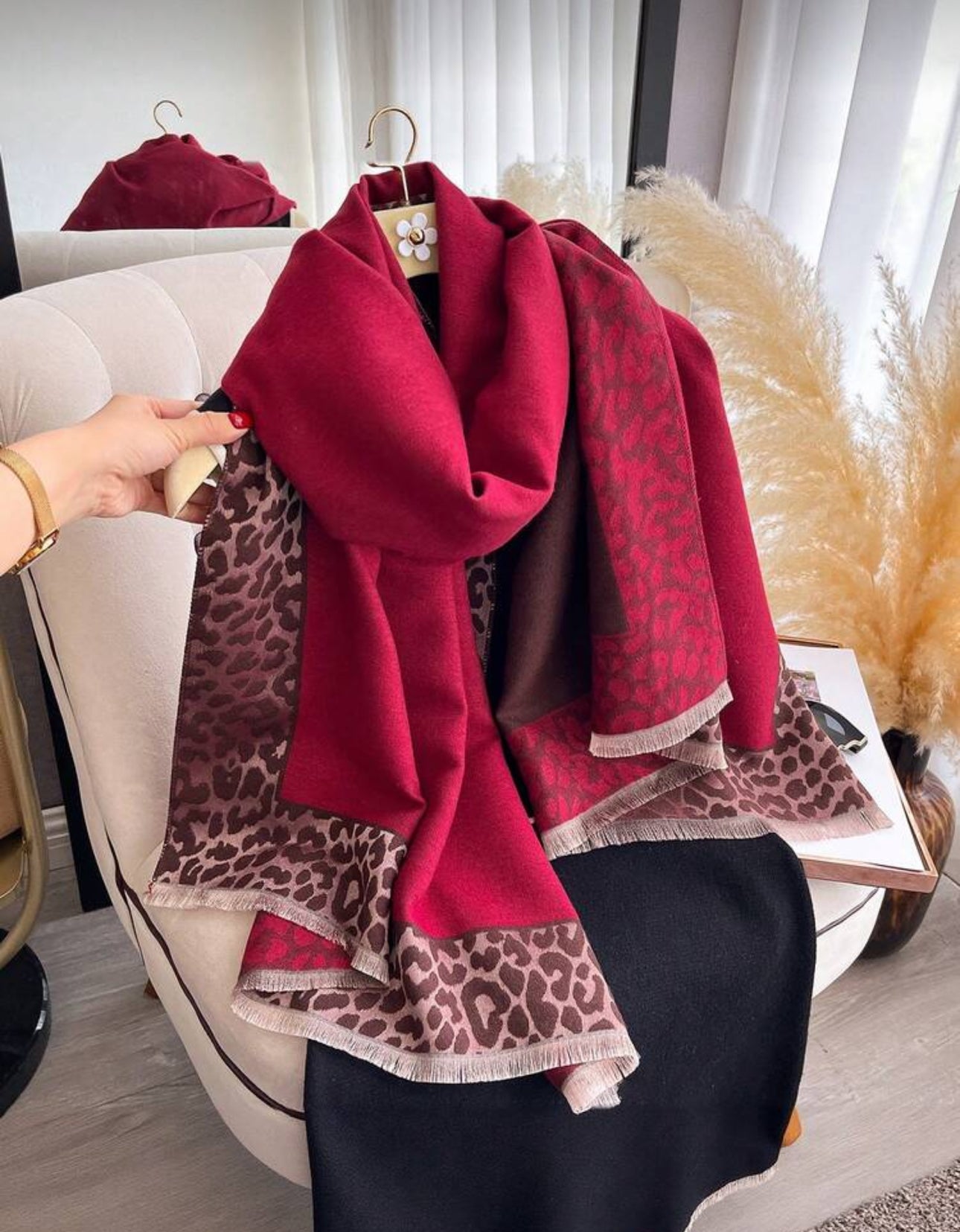 Leopard Bordeaux Scarf