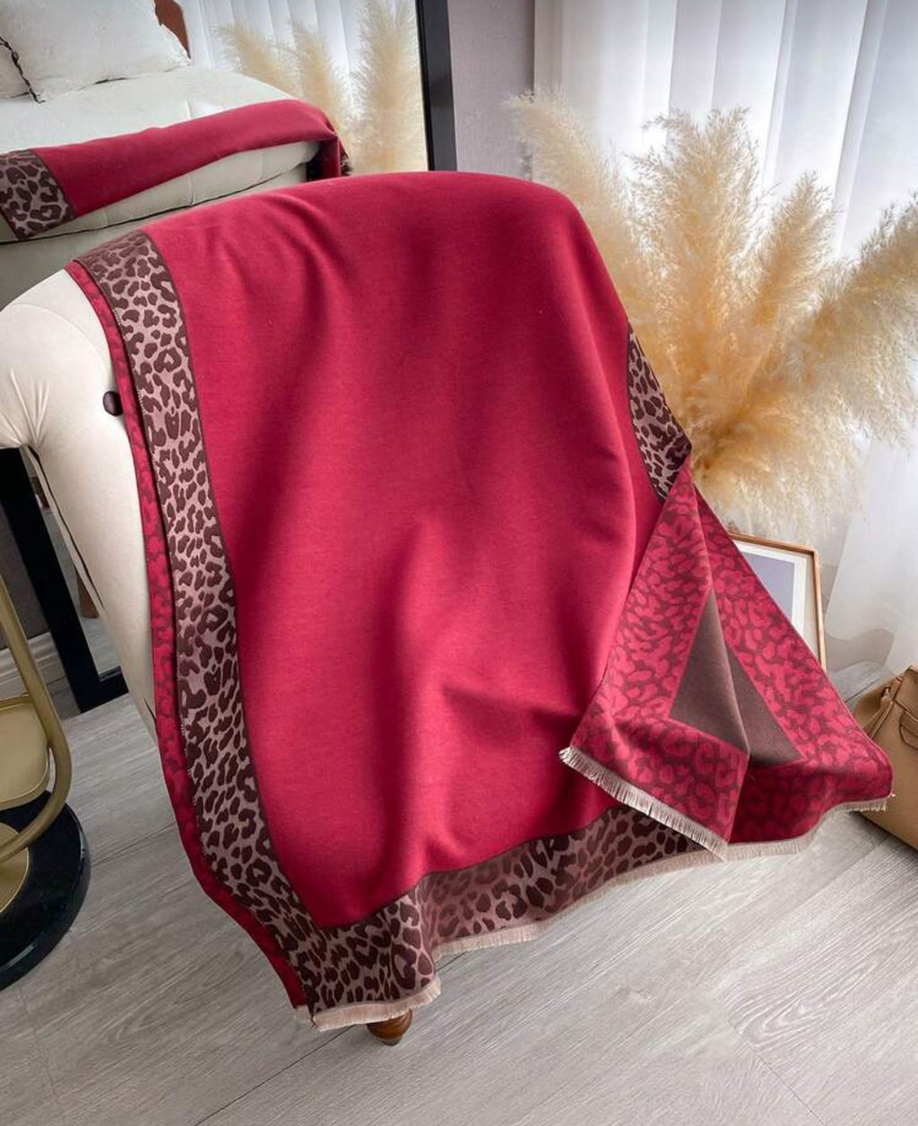 Leopard Bordeaux Scarf