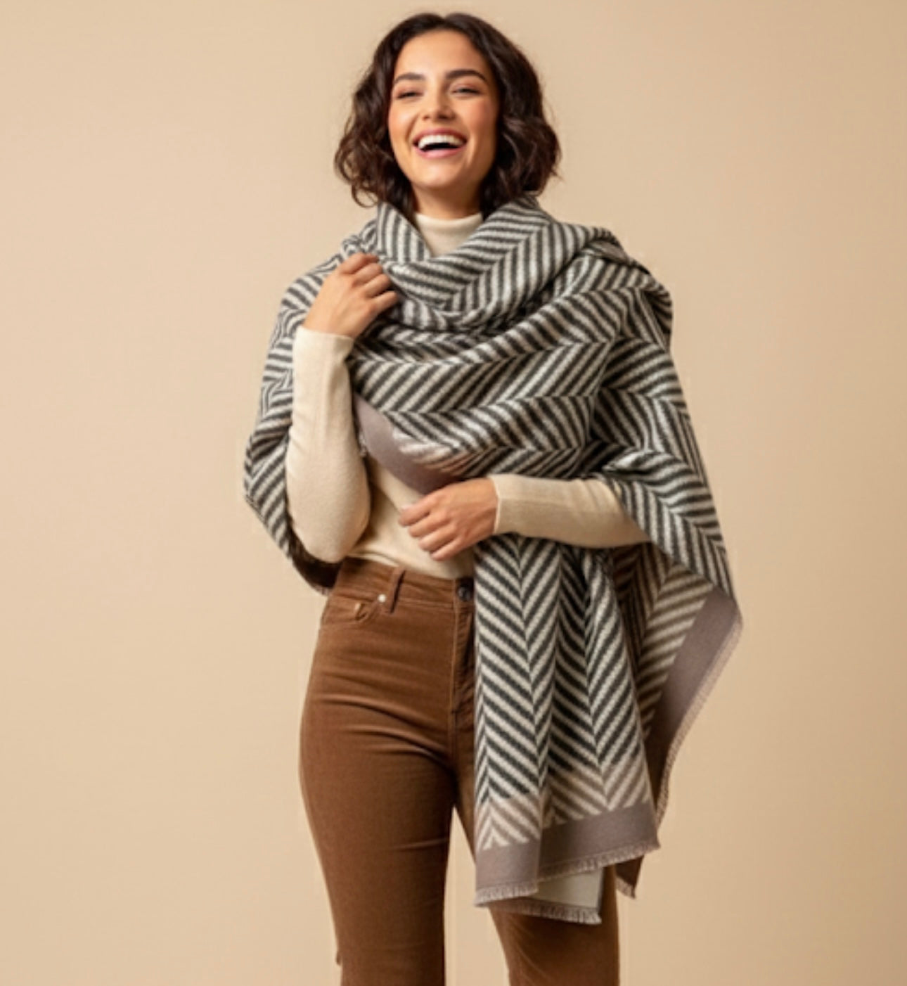 V-Patterned Statement Scarf