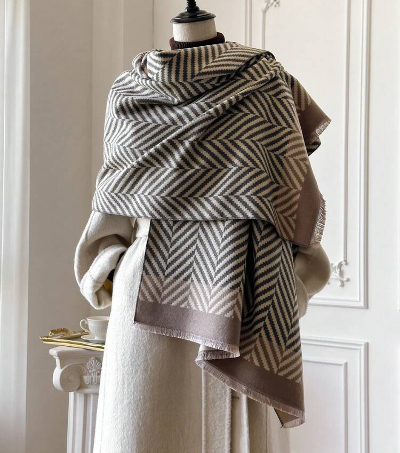 V-Patterned Statement Scarf