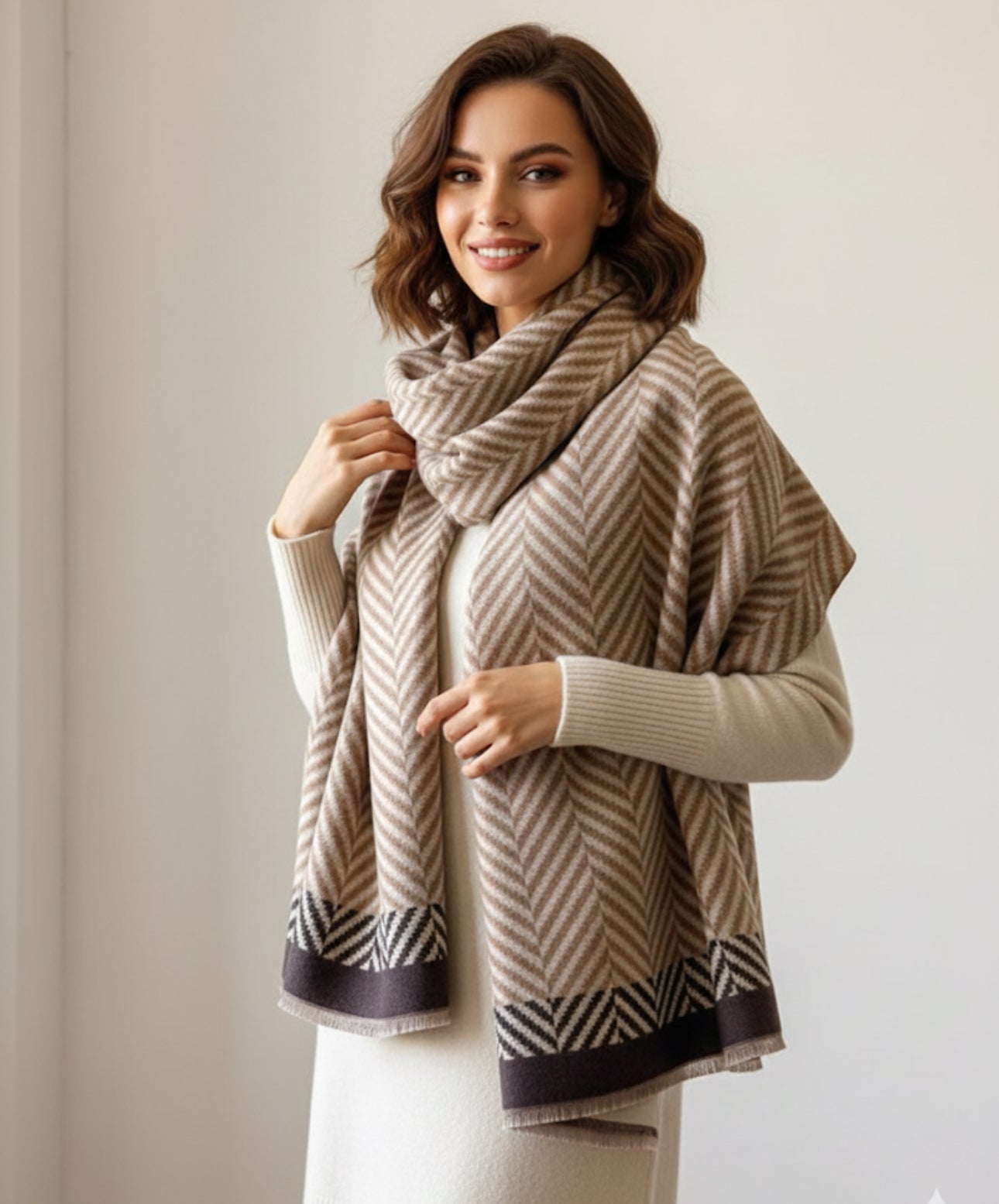 V-Patterned Statement Scarf