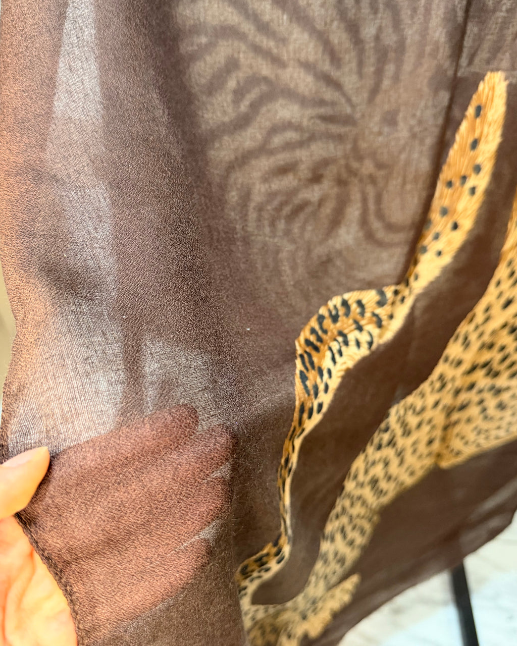 Ivory Wild Duo Soft Weave Brown Scarf
