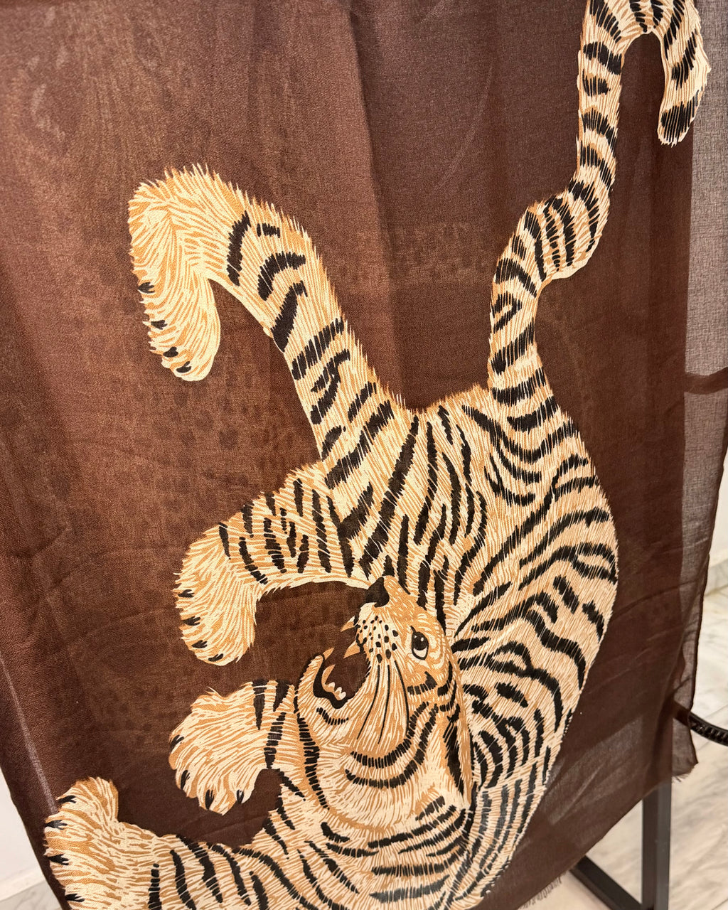 Ivory Wild Duo Soft Weave Brown Scarf