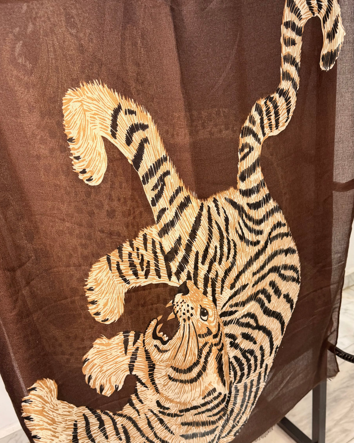Ivory Wild Duo Soft Weave Brown Scarf