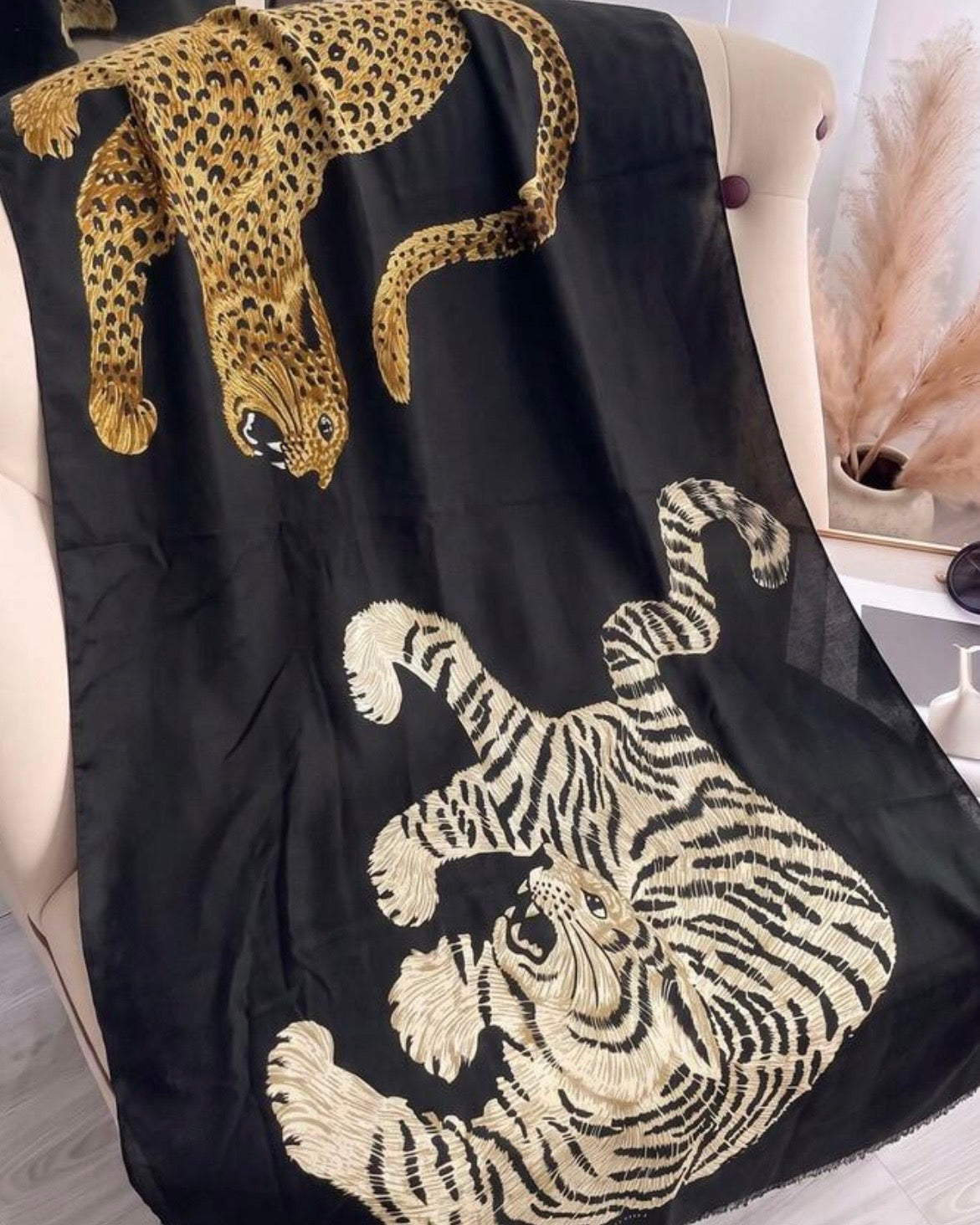 Ivory Wild Duo Soft Weave Black Scarf