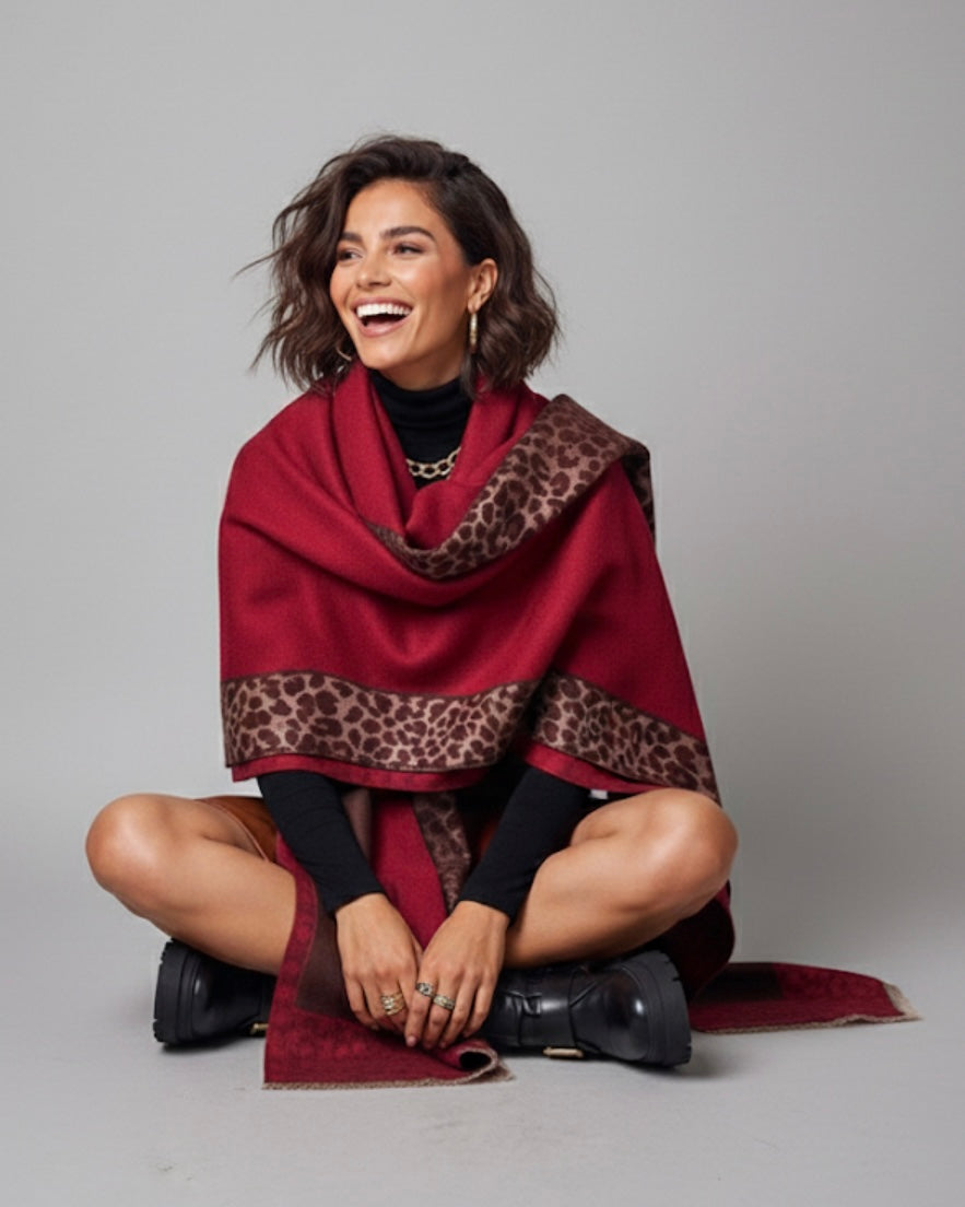 Leopard Bordeaux Scarf