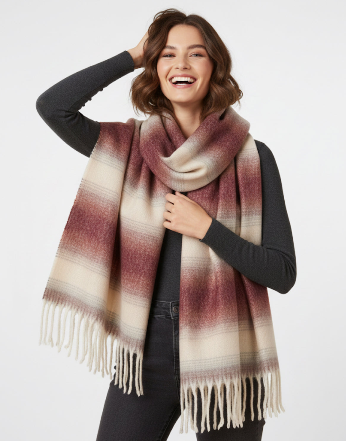 Rustic Rose Plaid fluffy Scarf