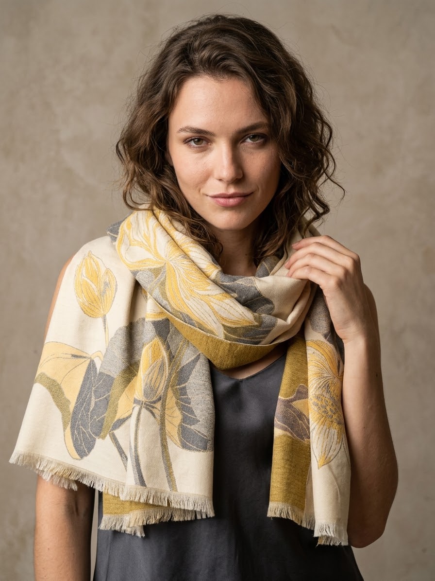 L’Aura Bloom Jacquard Scarf