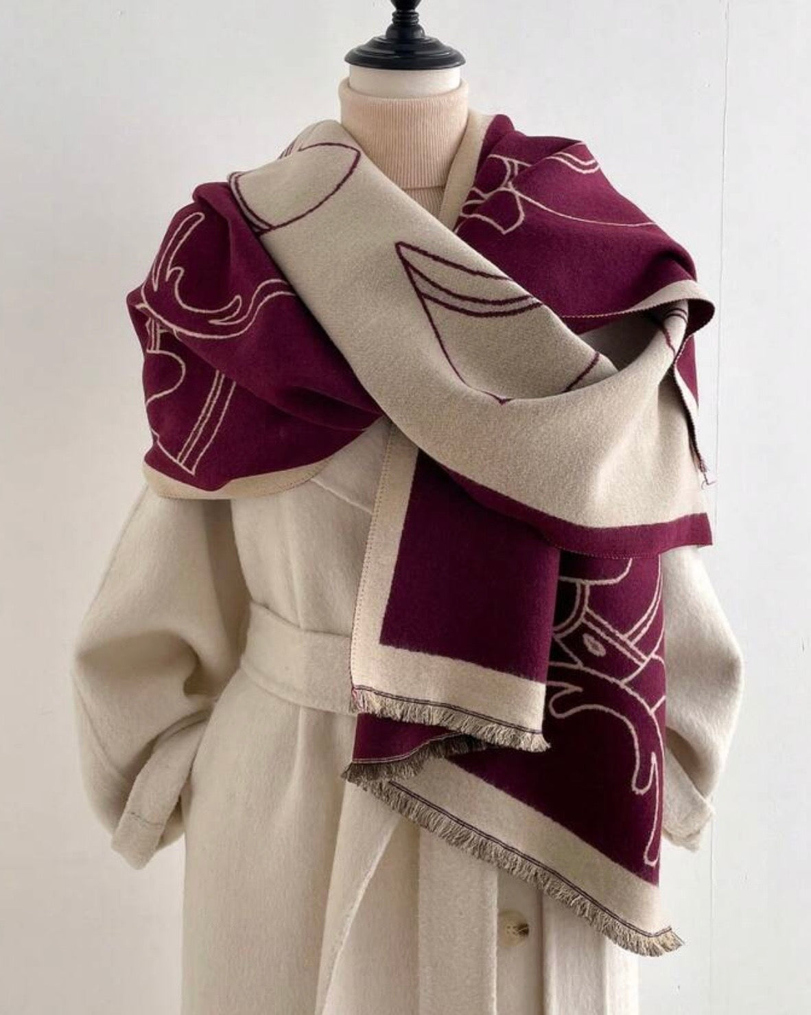 The Bordeaux Stag Scarf