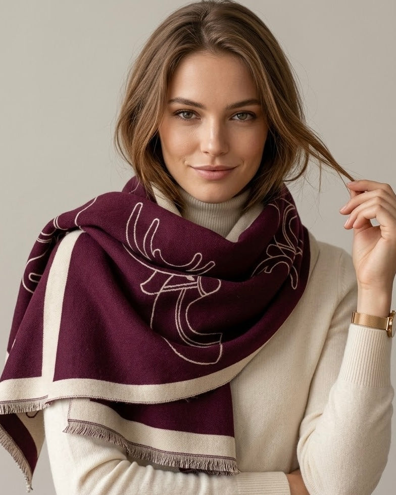 The Bordeaux Stag Scarf