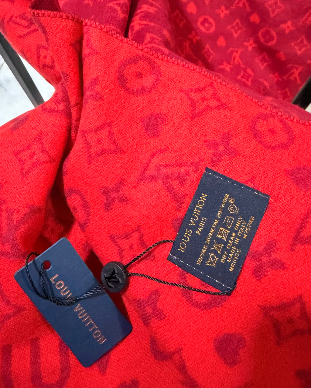 Louis Vuitton Heritage Red Tassel Classic Shawl