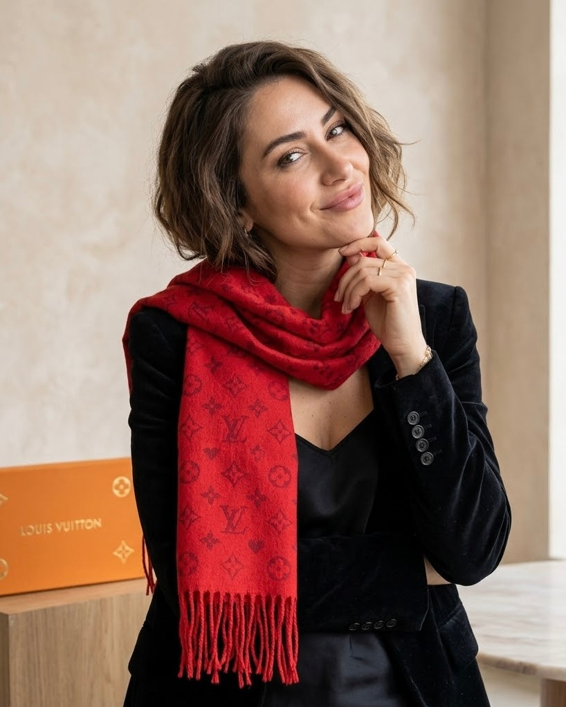 Louis Vuitton Heritage Red Tassel Classic Shawl