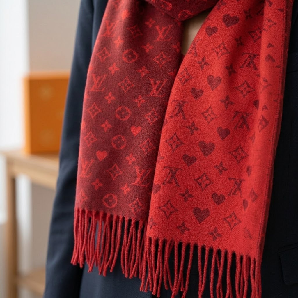 Louis Vuitton Heritage Red Tassel Classic Shawl