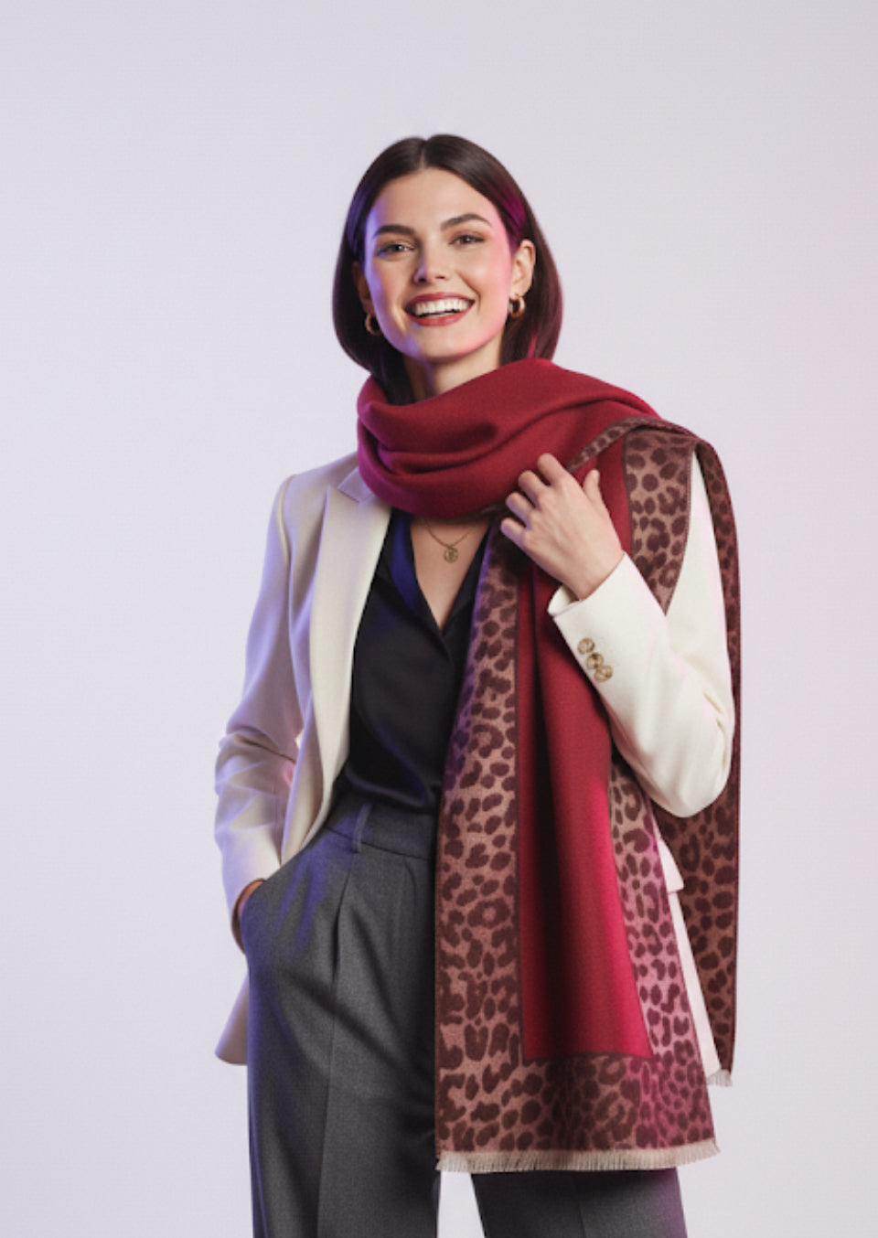 Leopard Bordeaux Scarf