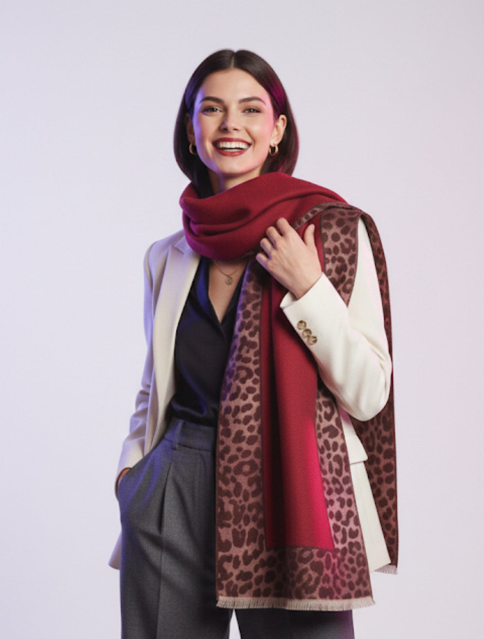 Leopard Bordeaux Scarf