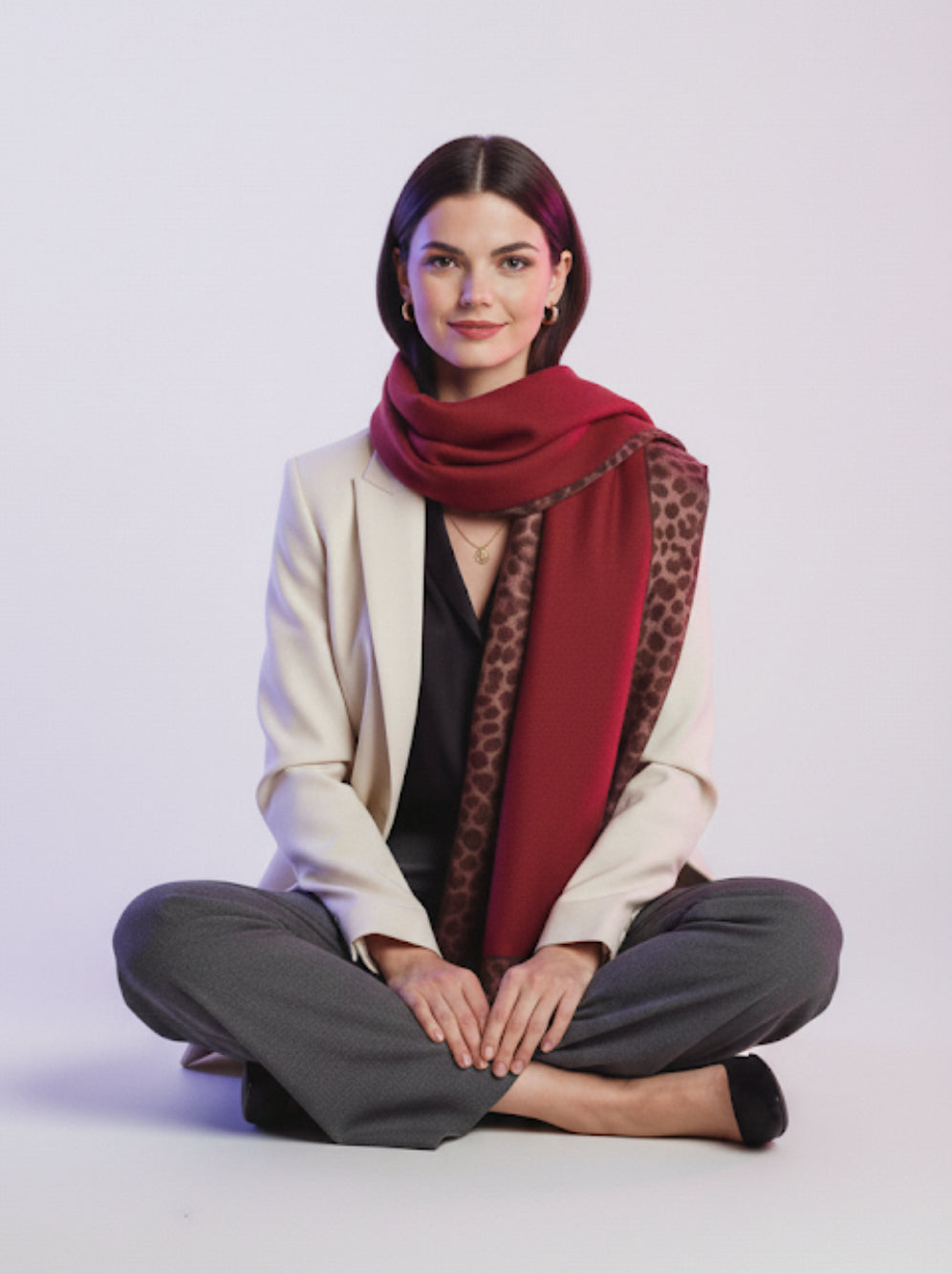 Leopard Bordeaux Scarf