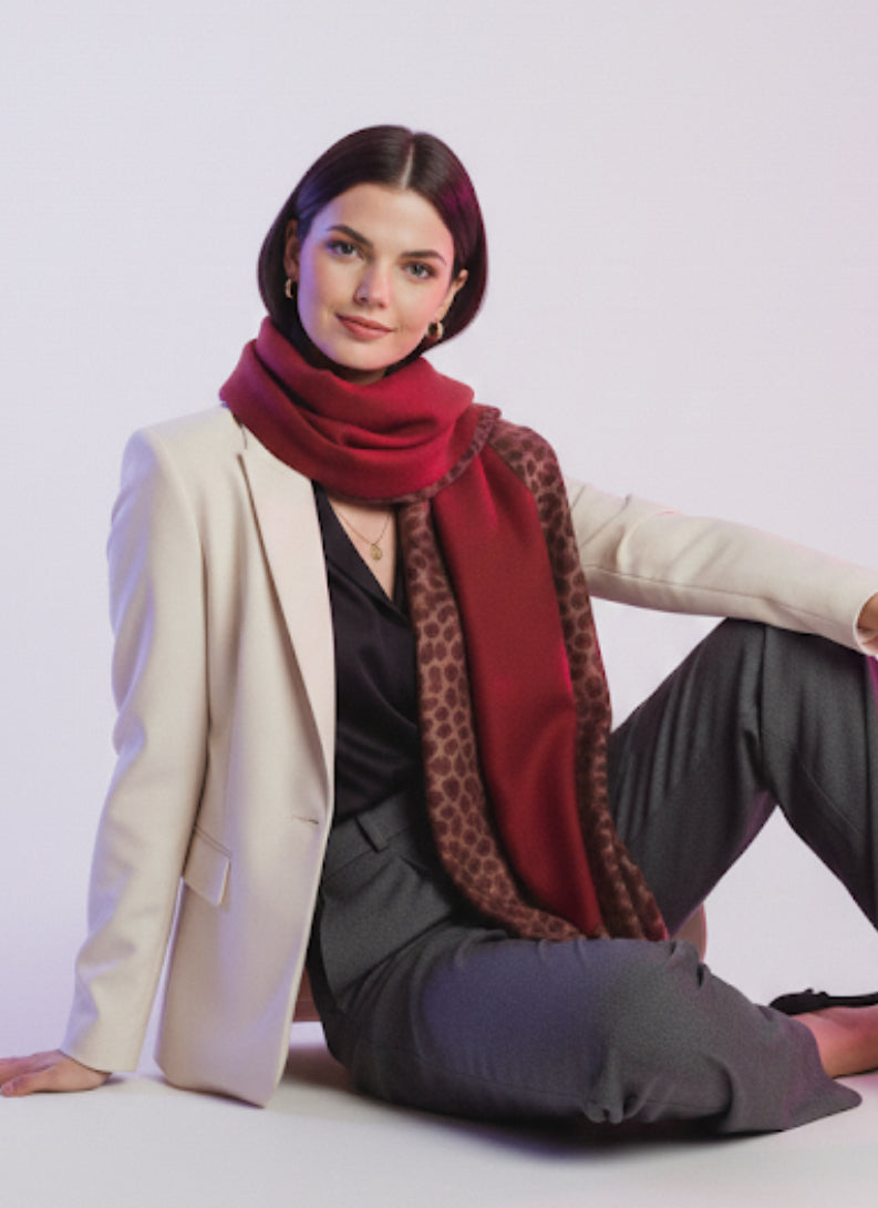 Leopard Bordeaux Scarf
