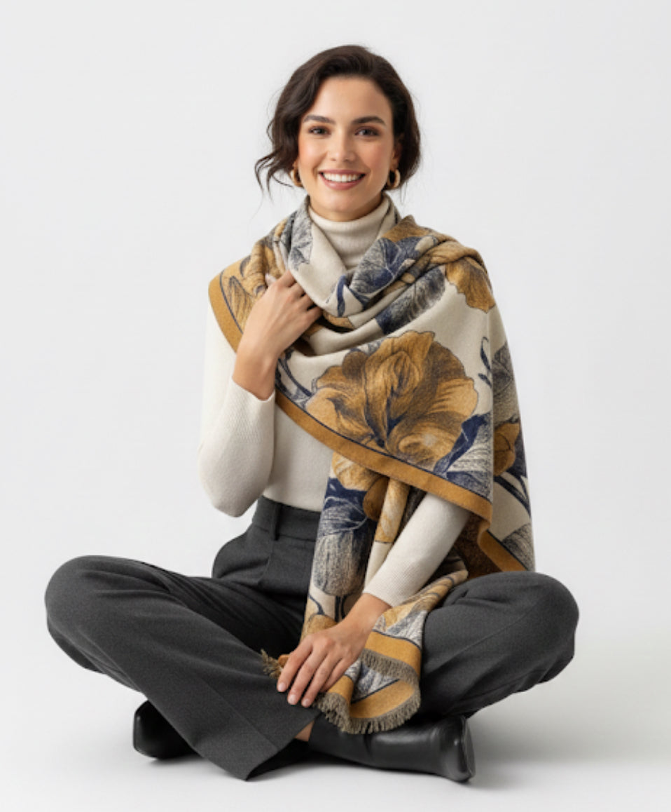 Golden Harvest Floral Scarf