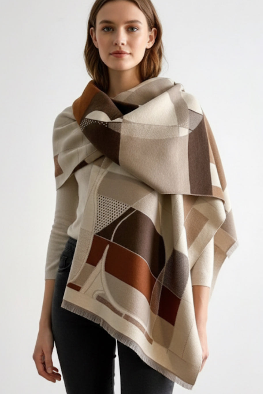 Cat Jacquard Warm Scarf