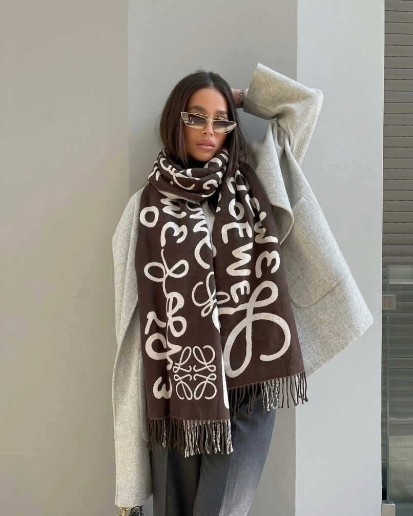 LOEWE Mocha Signature Jacquard Scarf