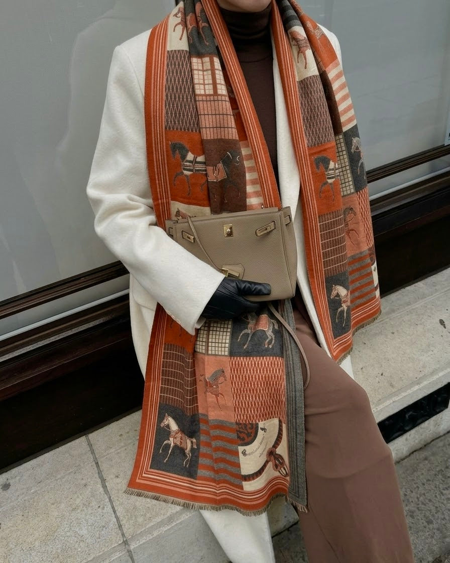 HERMÈS Equestrian Horse Jacquard Scarf