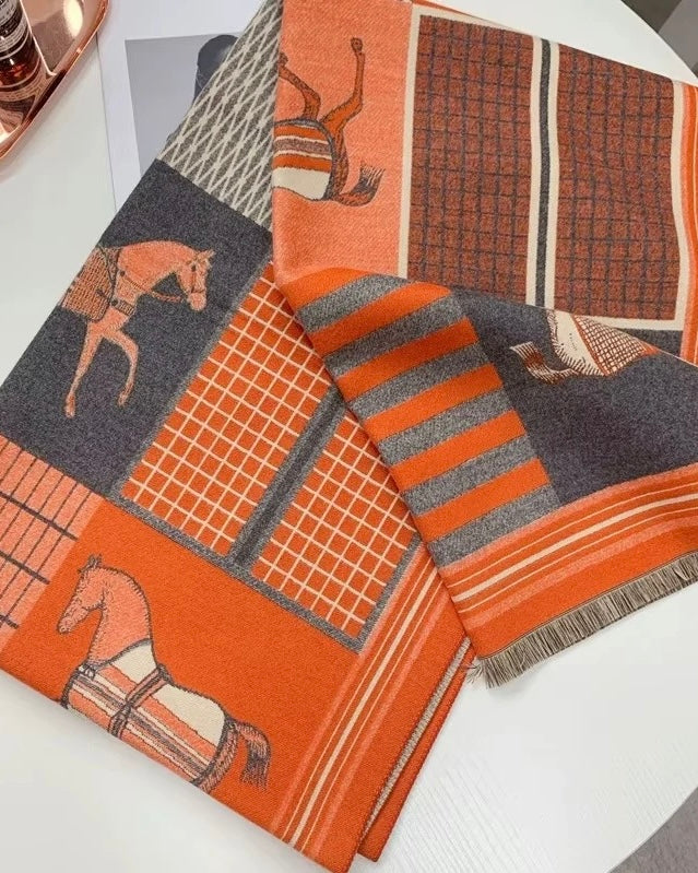 HERMÈS Equestrian Horse Jacquard Scarf