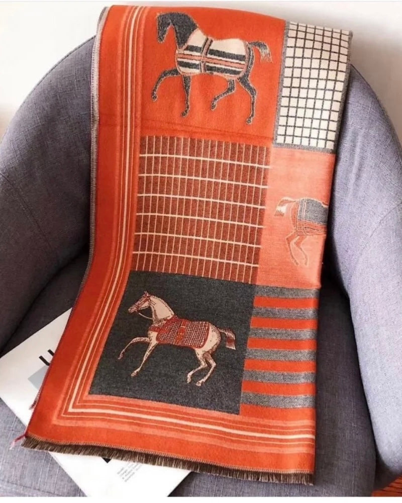 HERMÈS Equestrian Horse Jacquard Scarf