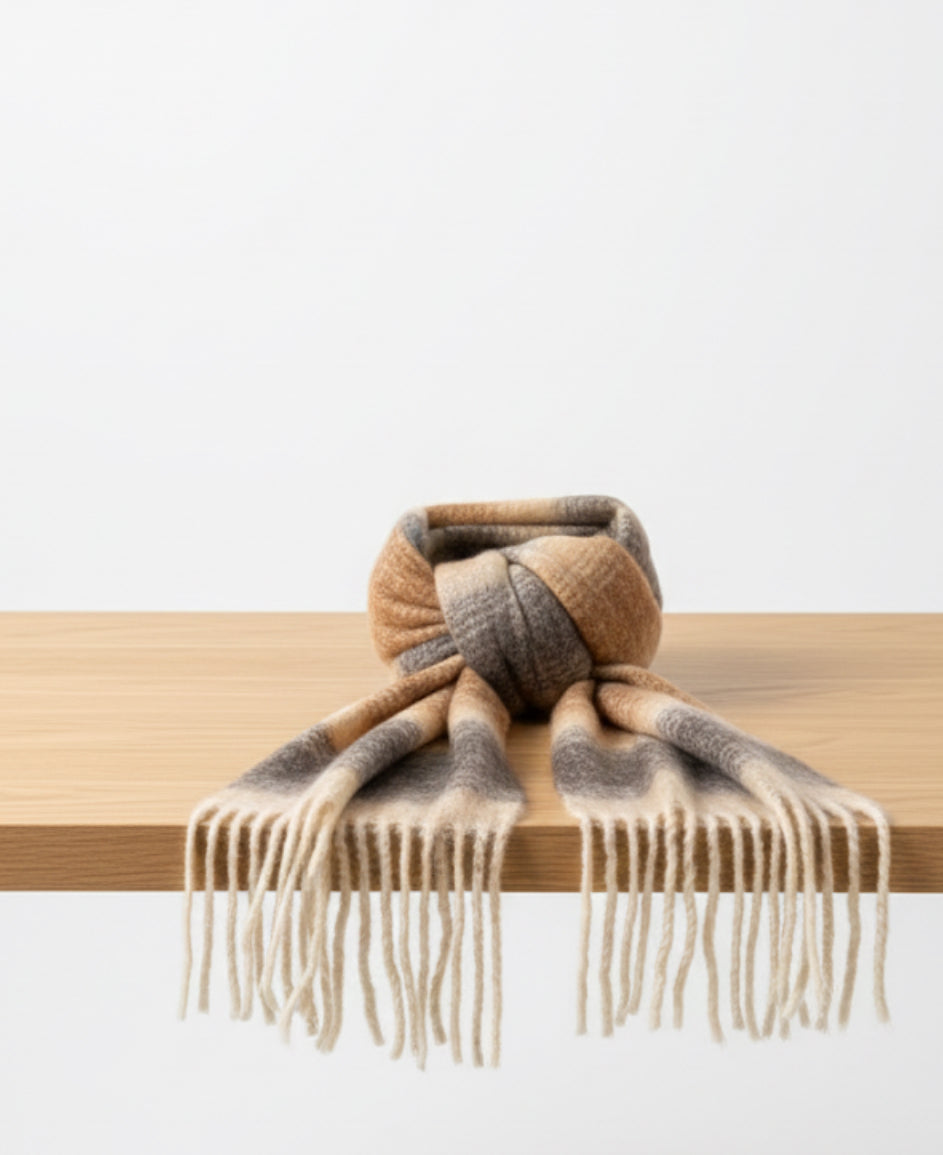 The Latte Brown Striped Scarf