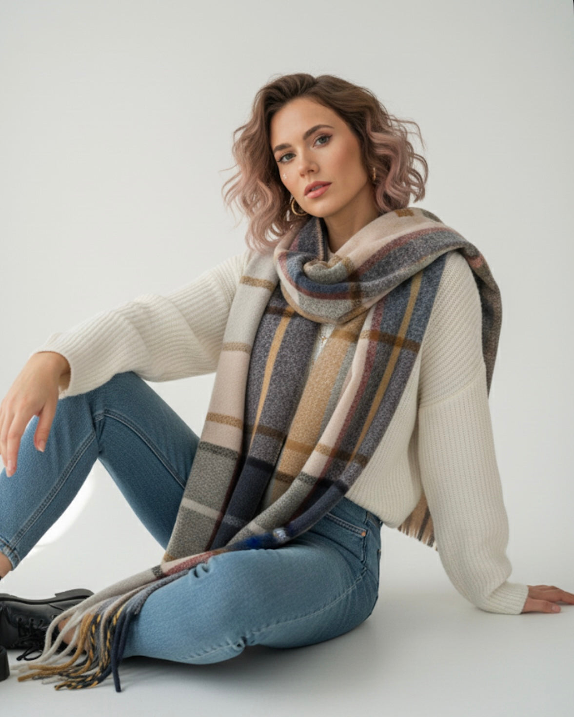 Cosy Plaid Fluffy Scarf