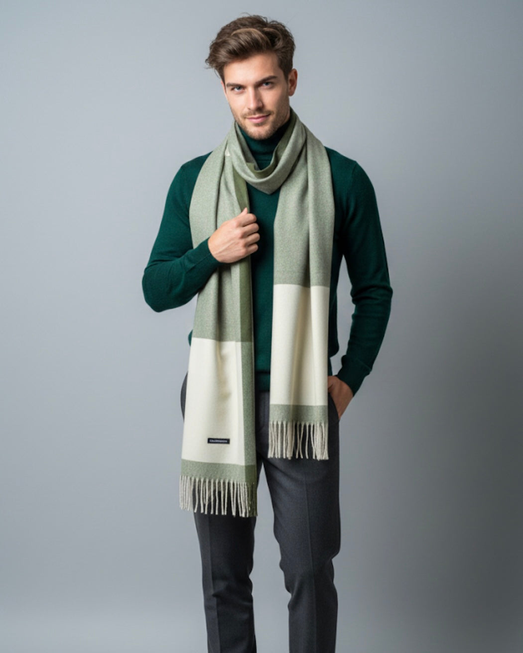 Sage & Cream Classic Scarf