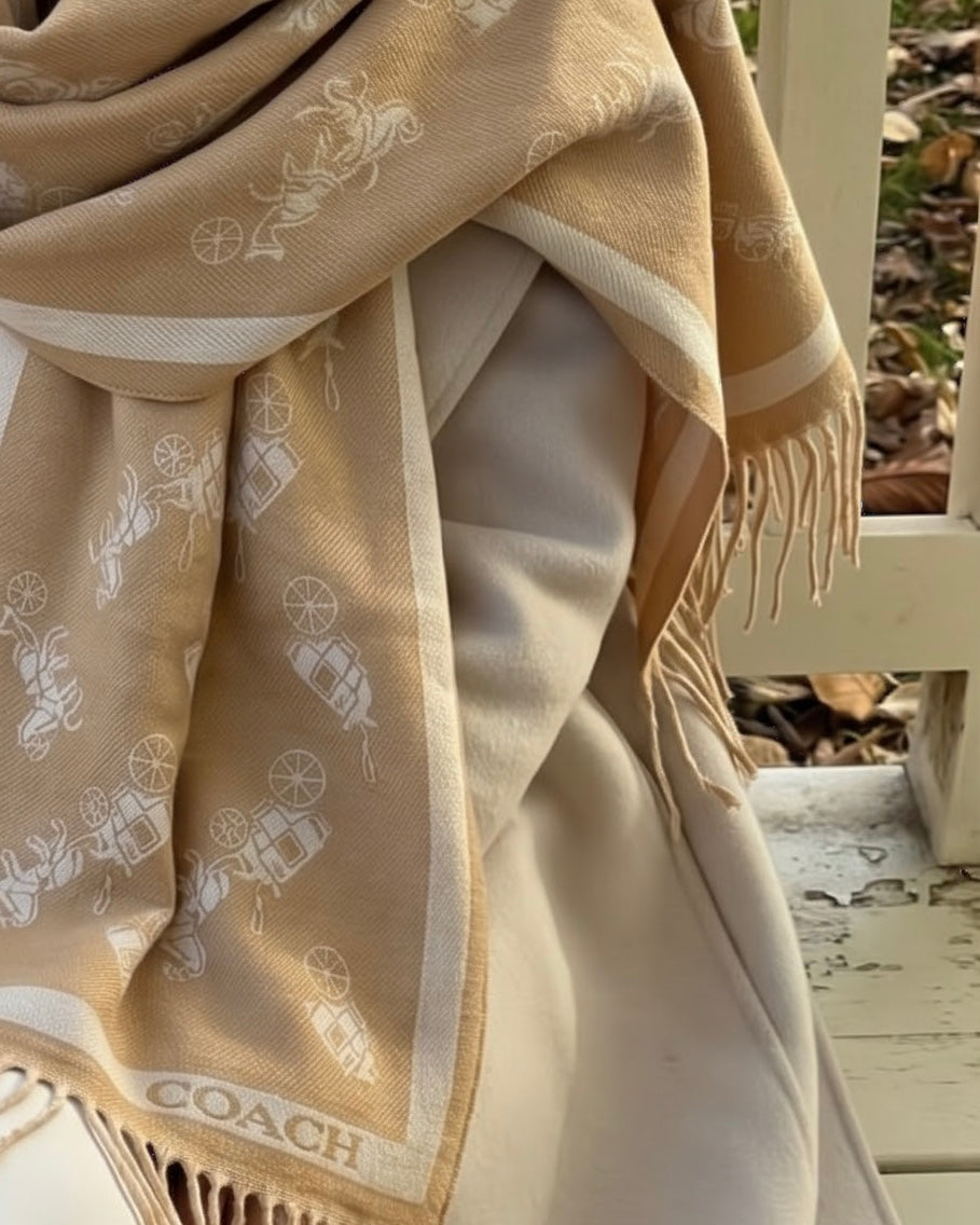 COACH Camel & Cream Classic Scarf