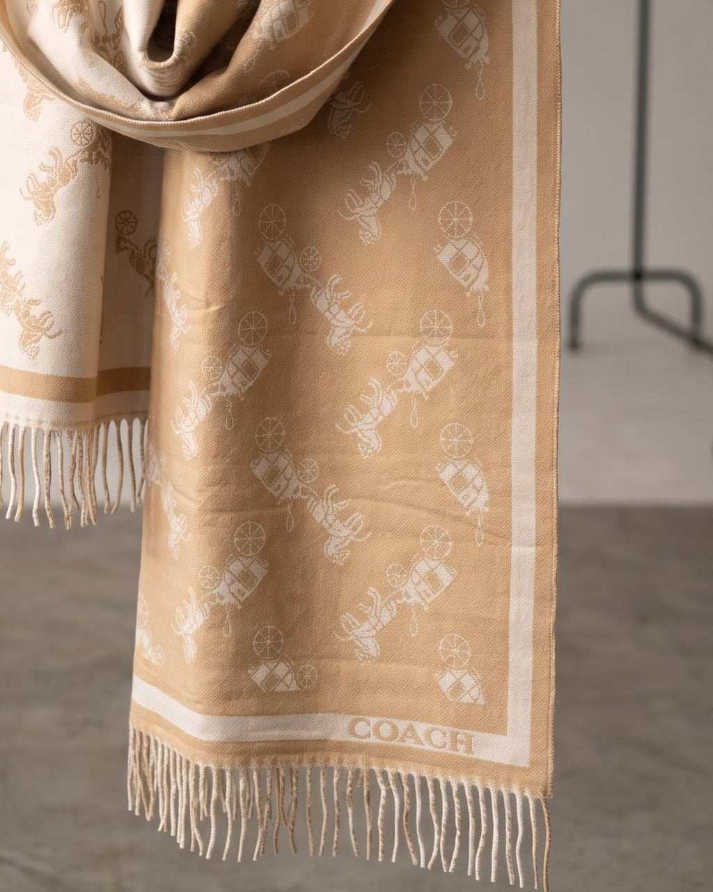COACH Camel & Cream Classic Scarf