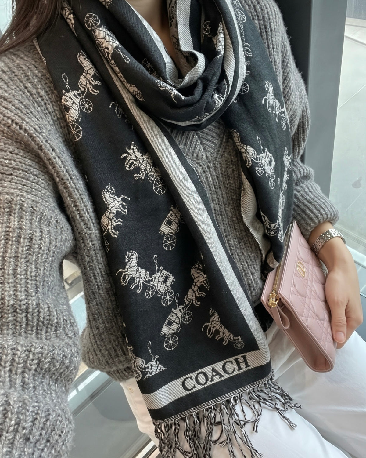 COACH Black Horse and Carriage Classic Scarf
