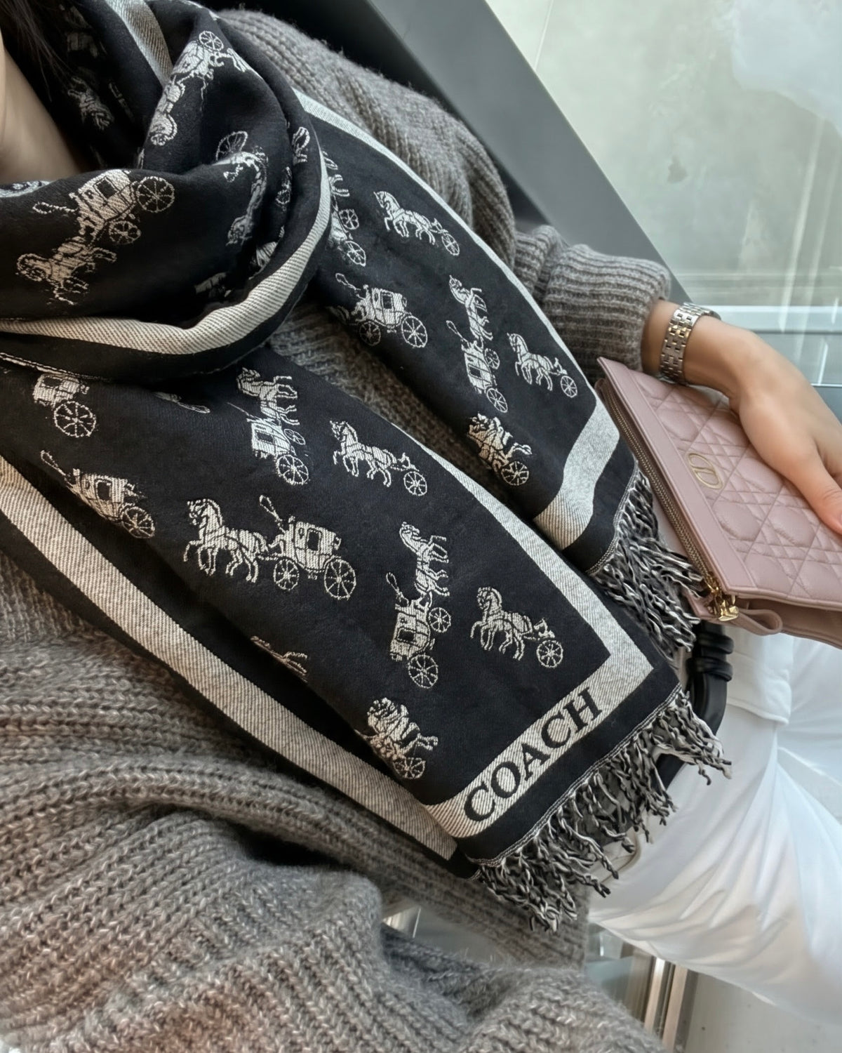COACH Black Horse and Carriage Classic Scarf