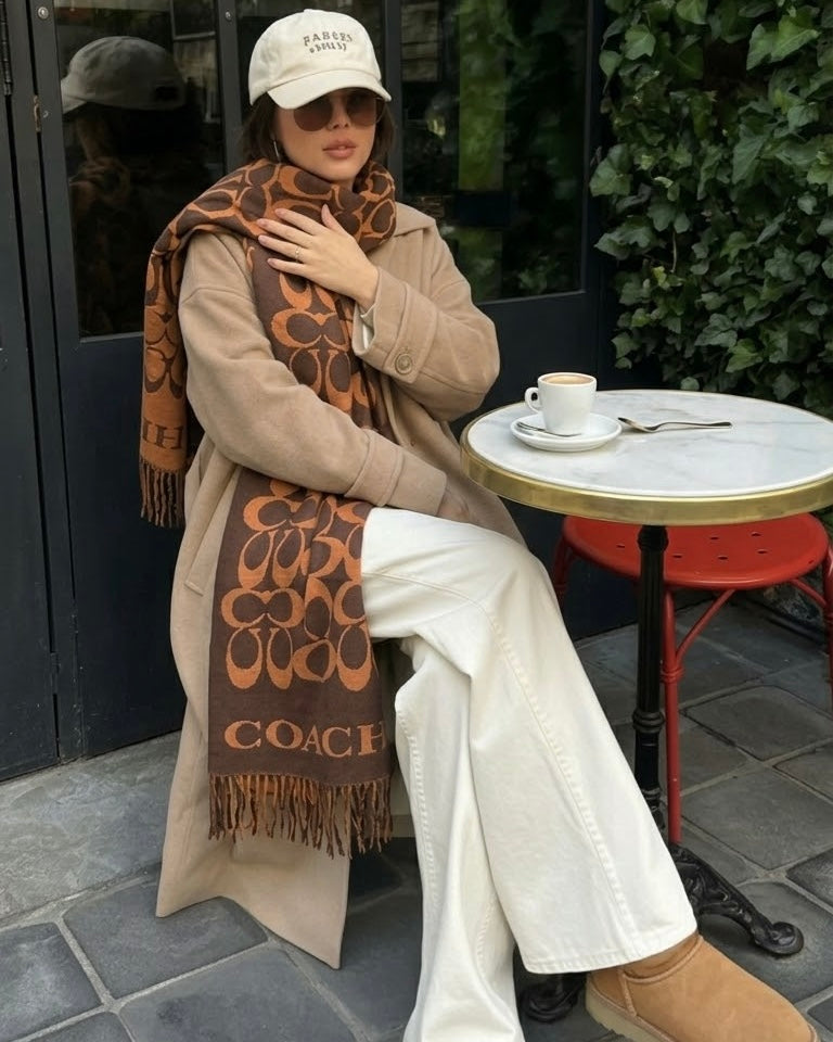 COACH Midnight Mocha Eclipse Patterned Scarf