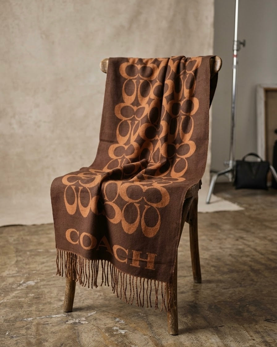 COACH Midnight Mocha Eclipse Patterned Scarf