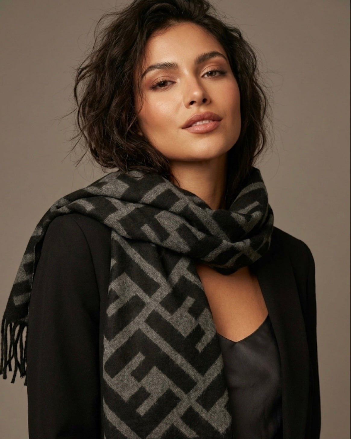 Fendi Faux Cashmere FF monogram motif Scarf