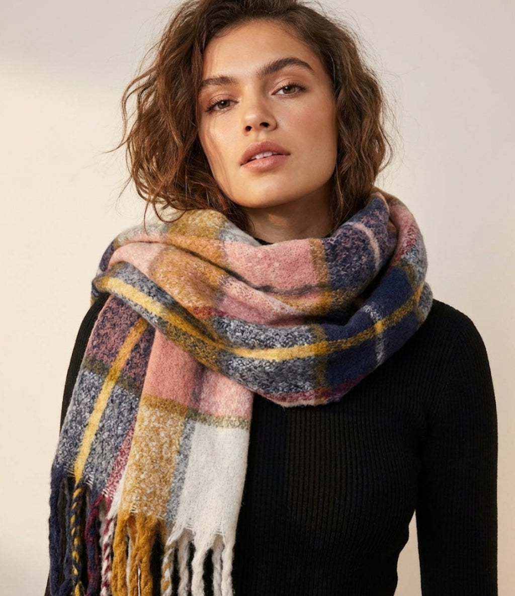 Cosy Plaid Fluffy Scarf