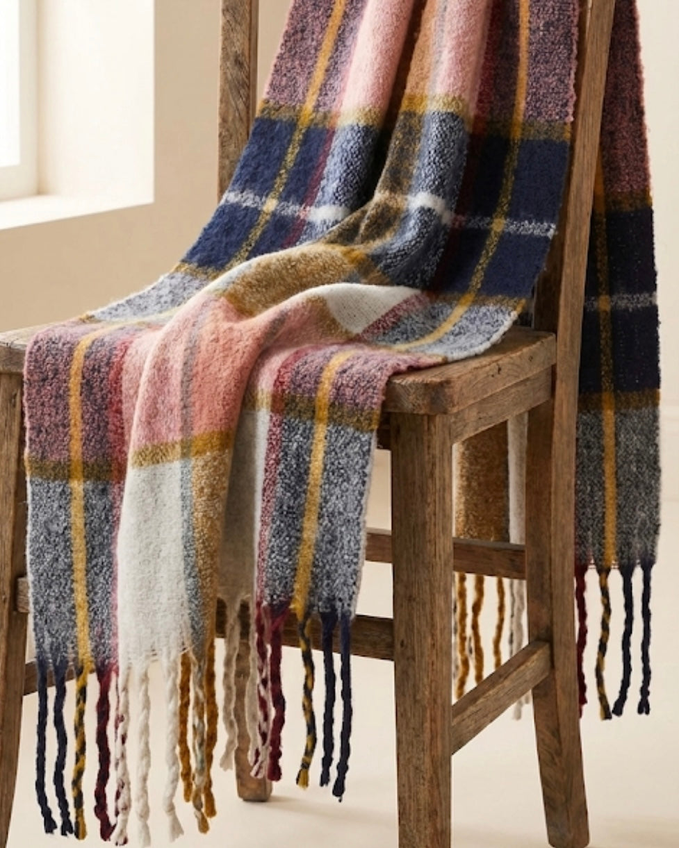 Cosy Plaid Fluffy Scarf