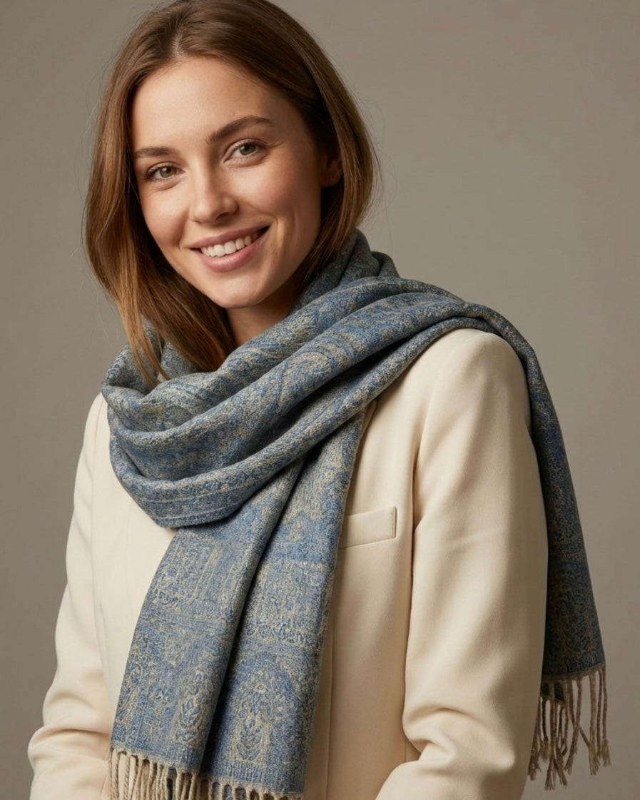 Pashmina Dusty Blue Willow Scarf