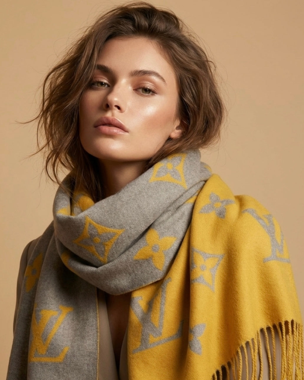 Louis Vuitton Mustard Reversible Scarf