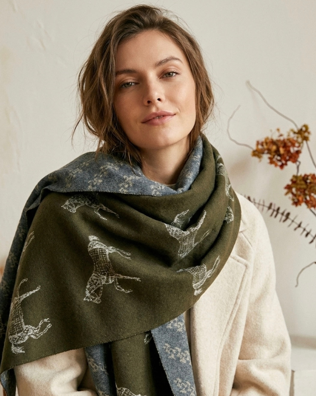 Olive Green Autumnal Rider Scarf