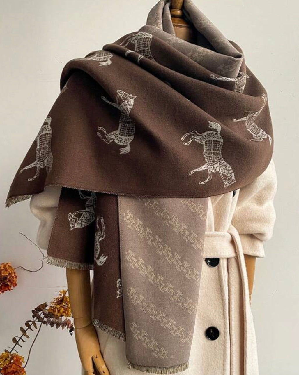 Coffee Brown Autumnal Rider Scarf